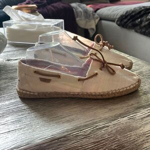Sperry Top-Sider Ivory Canvas Slip on Boat Shoes sz 11 NEW